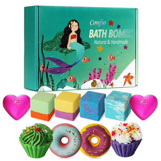 10 Bath Bombs for Kids, Bath Bomb Gift Set, Natural Bubble Bathbombs, Shea Butter Dry Skin Moisturize, Fizzy Spa Bath for Her Mom Women Kids Girls Girlfriend, Birthday, Valentines Day