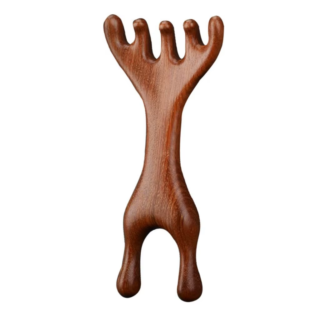 1Pc/2Pcs Double Headed Body Meridian Massage Comb Deer Antlers Sandalwood Wood Therapy Massage Comb Anti-Static Tool - Image 7