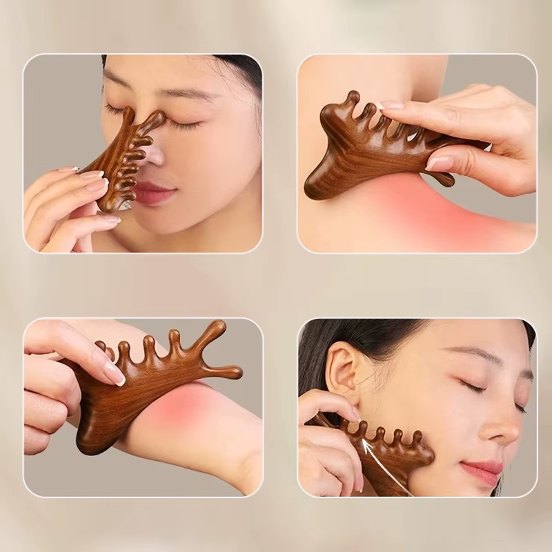 Multifunctional Meridian Wooden Massage Head Health Comb Sandalwood Large Wide Tooth Guasha Point Comb - Image 5