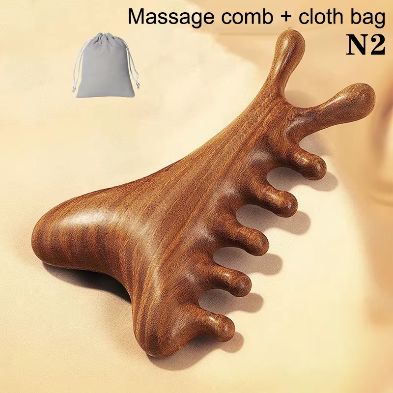 Multifunctional Meridian Wooden Massage Head Health Comb Sandalwood Large Wide Tooth Guasha Point Comb - Image 8