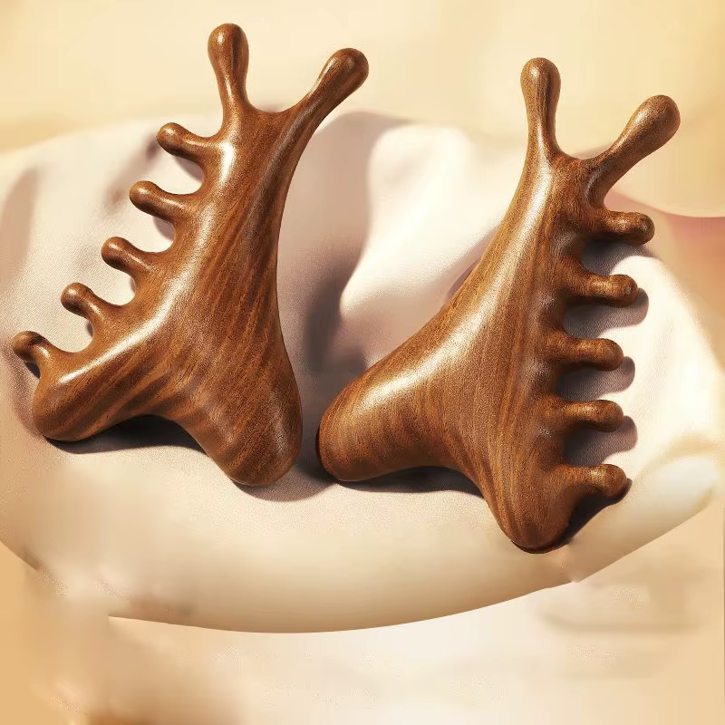 Multifunctional Meridian Wooden Massage Head Health Comb Sandalwood Large Wide Tooth Guasha Point Comb - Image 6