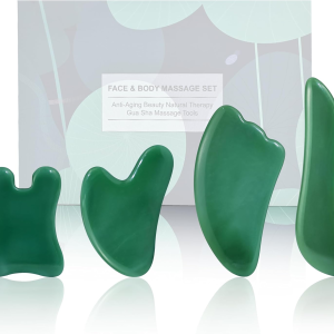 Guasha Massage Tool, 4 Pcs Gua Sha Facial Tool, Guasha Board for SPA Acupuncture Therapy Trigger Point Treatment, Gua Sha Scraping Massage Tool (Green)