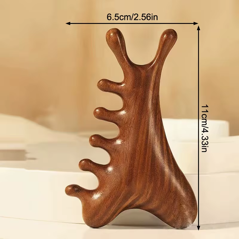 Multifunctional Meridian Wooden Massage Head Health Comb Sandalwood Large Wide Tooth Guasha Point Comb - Image 7