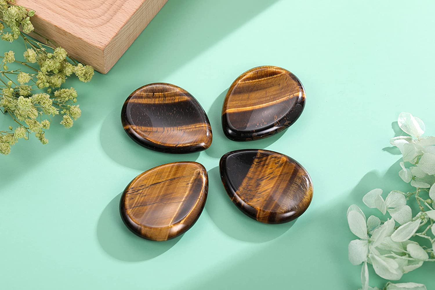 Tiger'S Eye Thumb Worry Stone Healing Crystal Pocket Palm Stone Worry Stones for Anxiety Stress Relief - Image 2