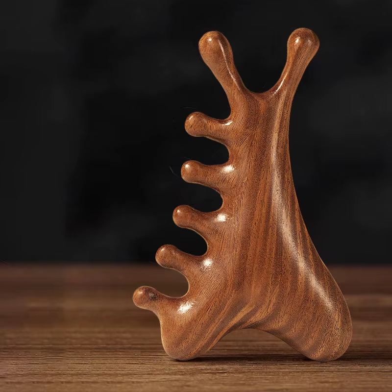 Multifunctional Meridian Wooden Massage Head Health Comb Sandalwood Large Wide Tooth Guasha Point Comb - Image 2