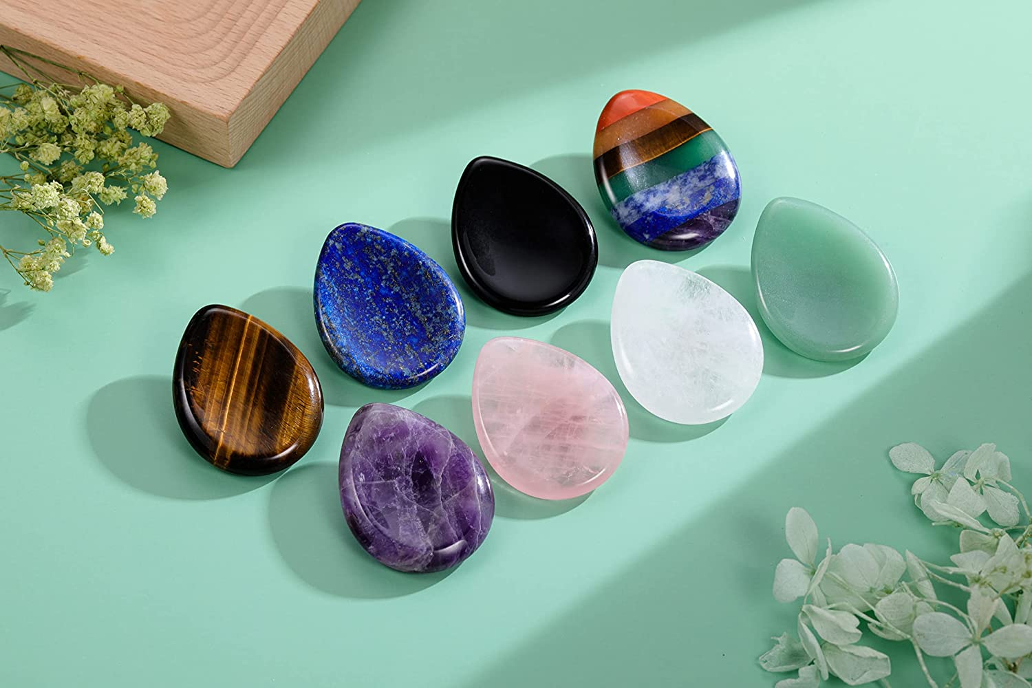Tiger'S Eye Thumb Worry Stone Healing Crystal Pocket Palm Stone Worry Stones for Anxiety Stress Relief - Image 5