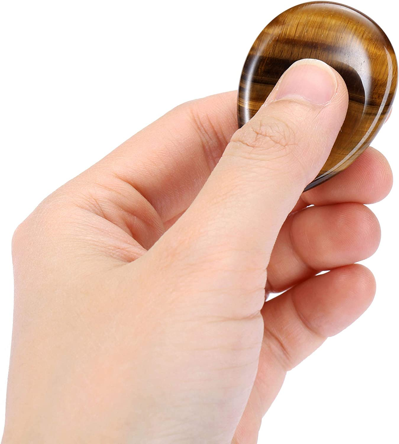 Tiger'S Eye Thumb Worry Stone Healing Crystal Pocket Palm Stone Worry Stones for Anxiety Stress Relief - Image 4