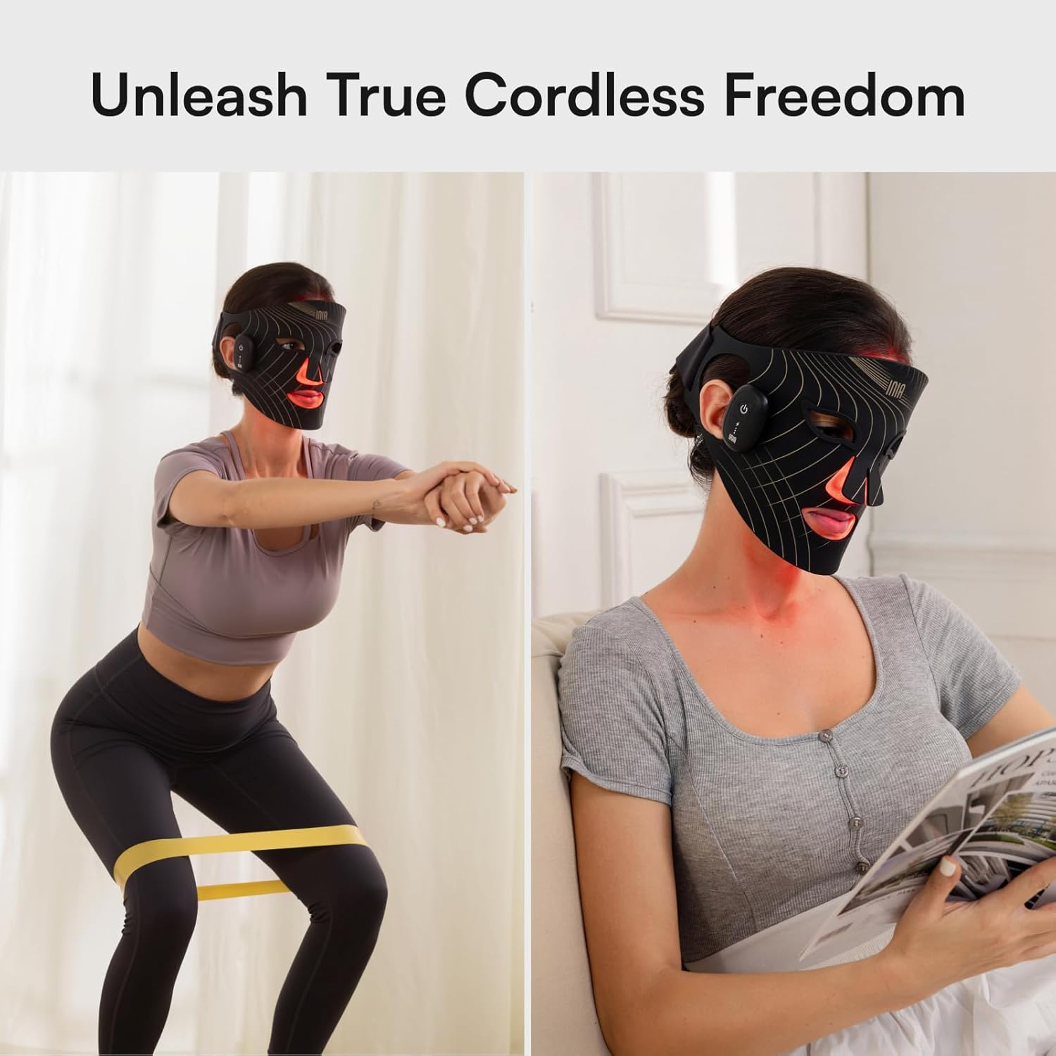 Wireless Red Light Therapy Mask for Facial Treatment, Rechargeable Ergonomic Design with Near-Infrared Technology for Home and Travel Use - Image 5
