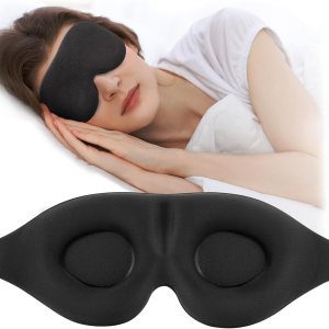 Sleep Mask for Side Sleeper, Light Blocking Sleeping Eye Mask for Women Men, 3D Contoured Cup Night Blindfold, Luxury Eye Cover Eyeshade with Adjustable Strap for Travel, Nap, Black
