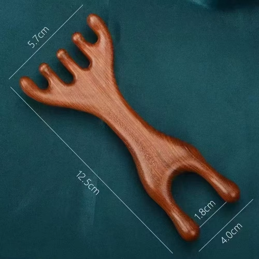 1Pc/2Pcs Double Headed Body Meridian Massage Comb Deer Antlers Sandalwood Wood Therapy Massage Comb Anti-Static Tool - Image 6