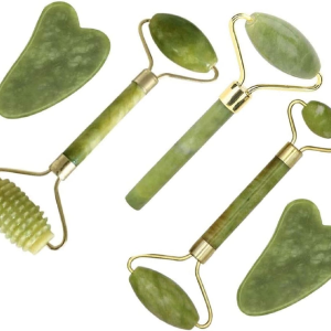 Jade Gua Sha Facial Massage Set - Comprehensive 5-in-1 Skincare Tools Including Roller and Massager