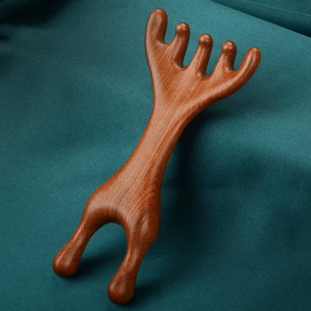 1Pc/2Pcs Double Headed Body Meridian Massage Comb Deer Antlers Sandalwood Wood Therapy Massage Comb Anti-Static Tool - Image 10