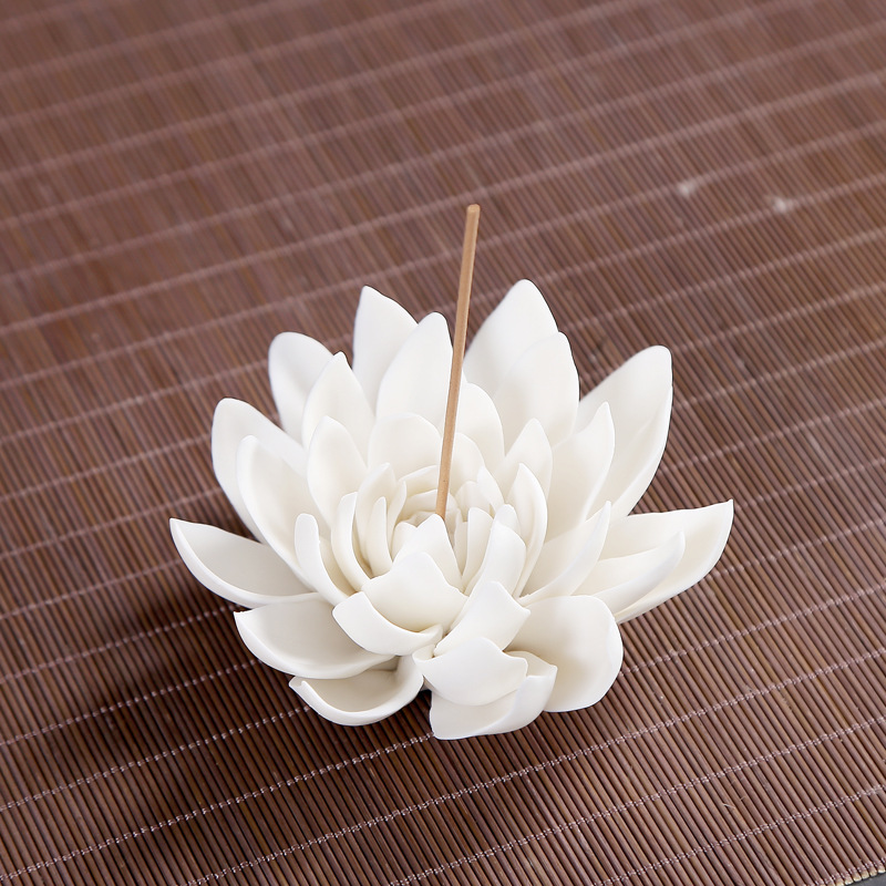 White porcelain incense burner lotus incense incense burner - Image 5