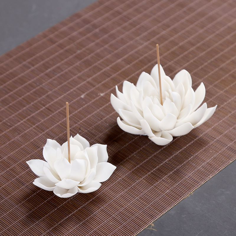 White porcelain incense burner lotus incense incense burner - Image 7
