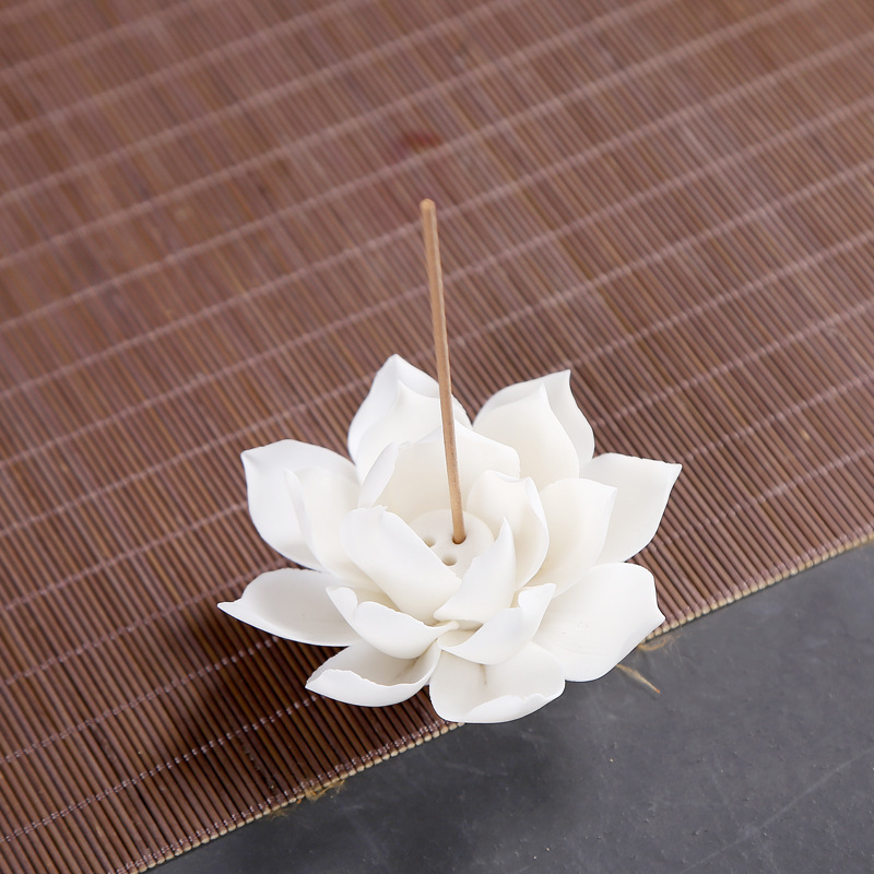 White porcelain incense burner lotus incense incense burner - Image 6